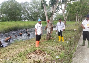 Kepala DLH Rohill Pantau Langsung Penataan Taman dan Parit Pinggir Sungai Rokan