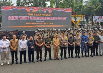 Dalam Rangka Pengamanan Komplik Pemilu 2024, Wakajati Riau hadiri Apel Gelar Pasukan 