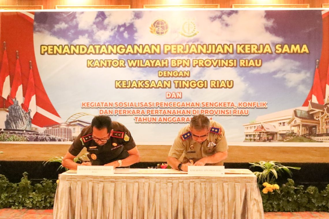 Kejati Riau Sepakat Tandatangan Perjanjian Kerjasama dengan Kanwil BPN