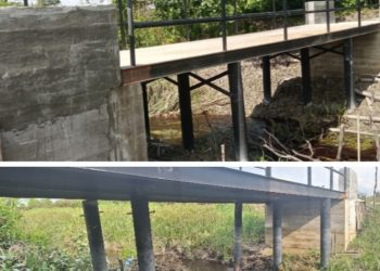 Besi Penyangga Jembatan Parit Atmo Di Curi Orang, PUTR Rohil Lapor Polisi