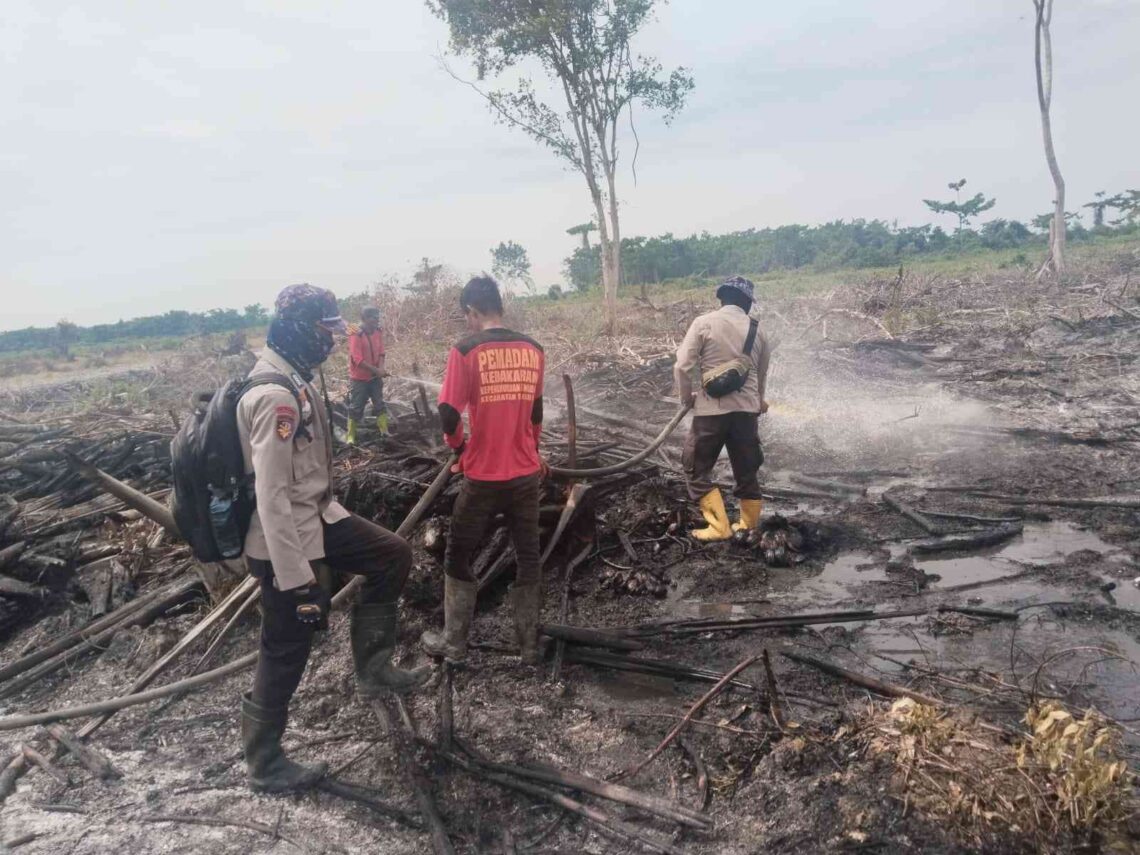 Penghulu Rapika bersama Polsek Sinaboi Berhasil Padamkan Karhutla