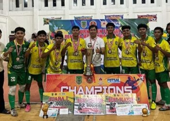 Tampil Juara, Tim futsal The Guy FC Harumkan Nama Raja Bejamu Sinaboi
