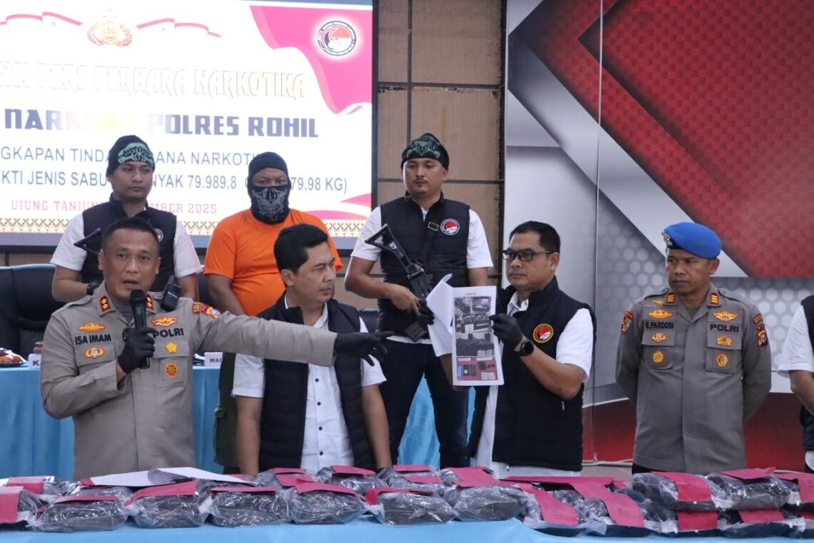 Polres Rohil Kembali Menangkap Kurir Residivis, Barang Bukti Sabu 79,98 Kg