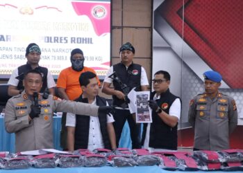 Polres Rohil Kembali Menangkap Kurir Residivis, Barang Bukti Sabu 79,98 Kg