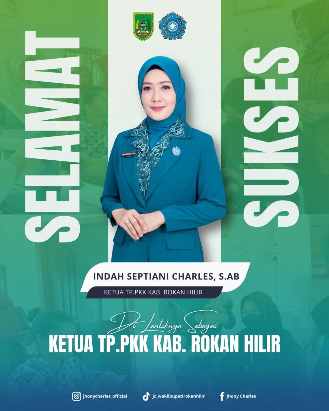 Ketua TP PKK Rokan Hilir Resmi di Jabat Indah Septiani Charles S.AB