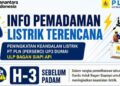 Selasa Besok Listrik padam Selama 8 Jam  