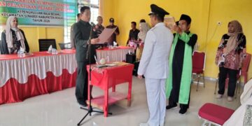 Camat Sinaboi Lantik Mukhtar S.Pd jadi Pj. Penghulu Raja Bejamu 