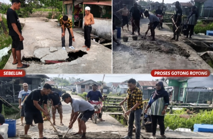 Penghulu Rafika dan Warga Kompak Perbaiki Jalan Rusak di Sinaboi