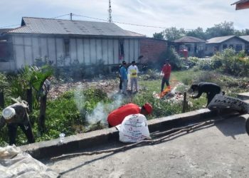 Penghulu Rafika Pimpin Gotong Royong Sekaligus Imbau Warga Pasang Bendera Merah Putih